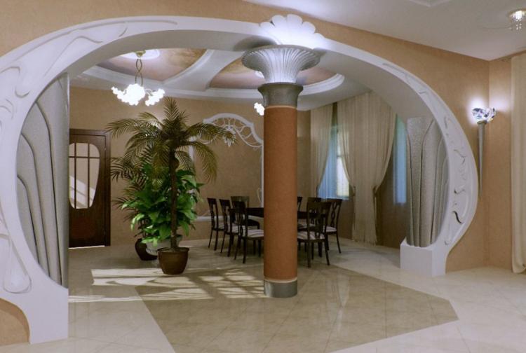 Арки из гипсокартона в гостиной