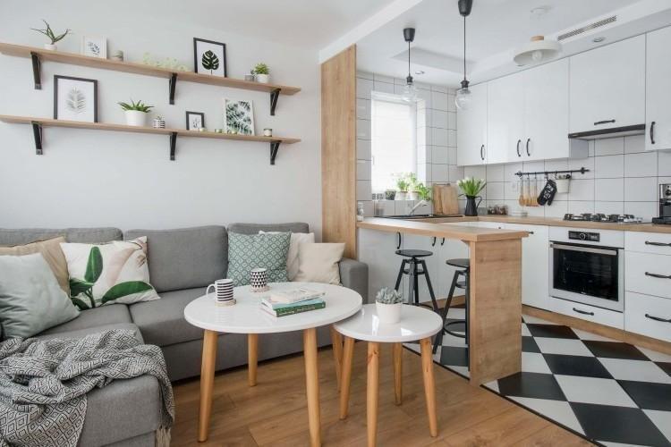 Белая кухня-гостиная - дизайн интерьера фото