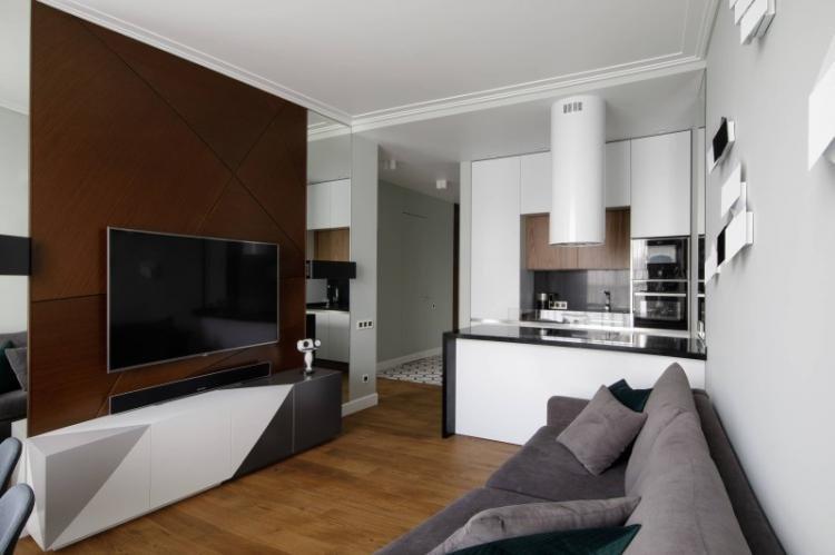 Белая кухня-гостиная - дизайн интерьера фото