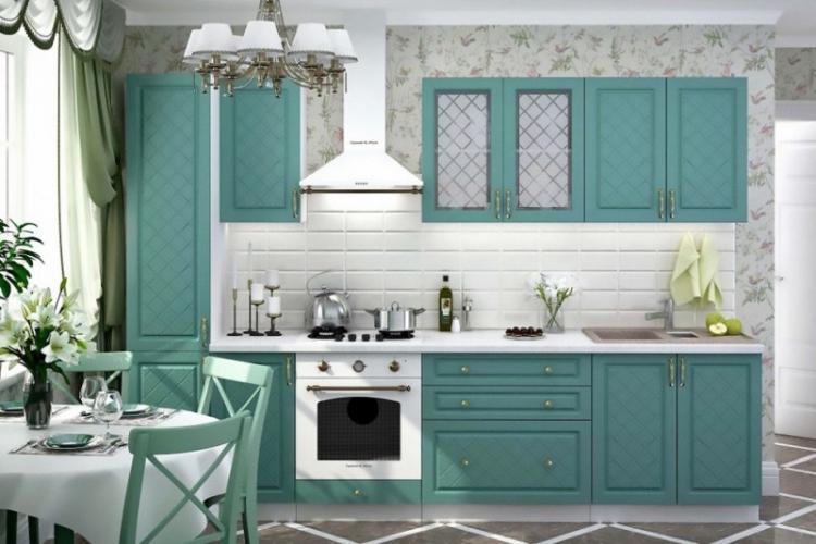 Бирюзовая кухня в стиле прованс - Дизайн интерьера