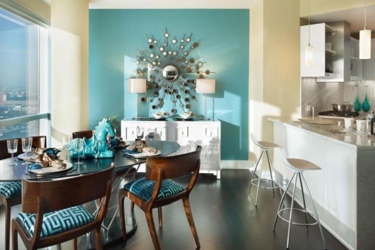 Бирюзовый цвет в интерьере кухни