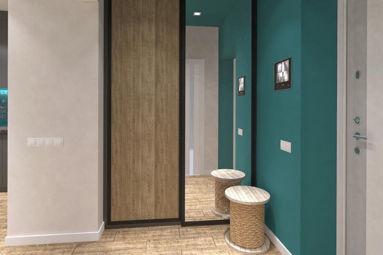 Бирюзовый цвет в интерьере прихожей