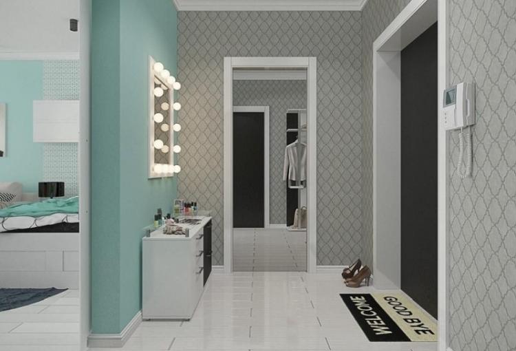 Бирюзовый цвет в интерьере прихожей