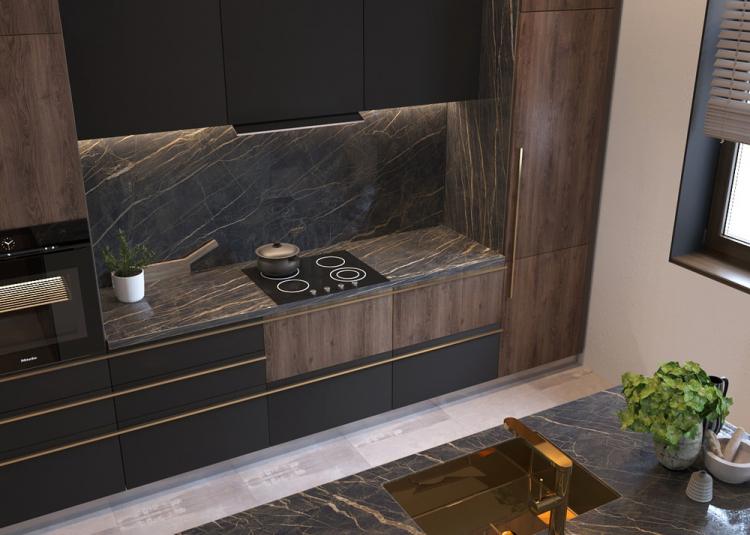 Black Style Home: Интерьер кухни-гостиной