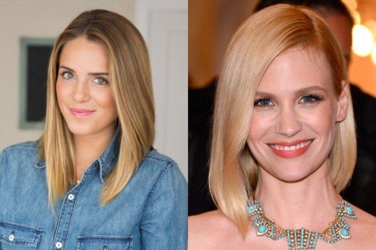 Боб-каре с косым пробором на средние волосы