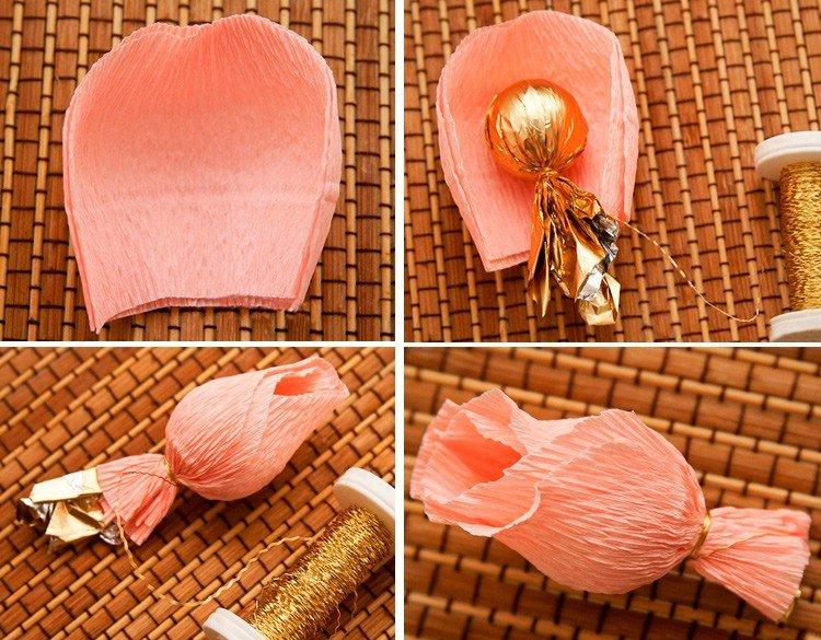 Розы - букеты из конфет своими руками