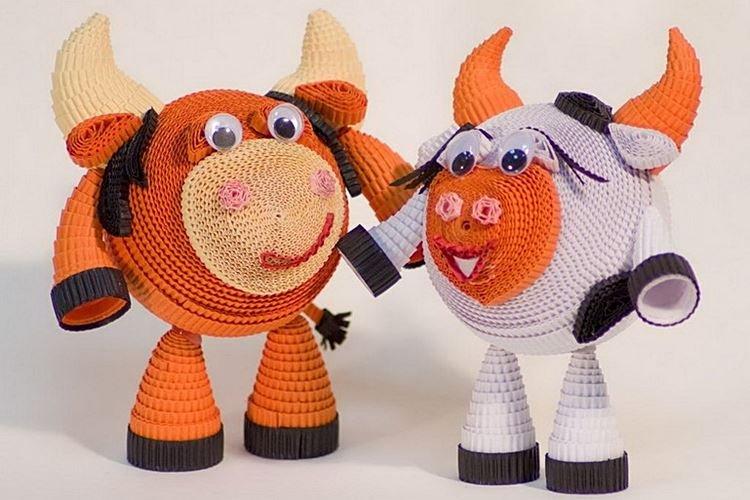 Бычок из бумаги на Новый год 2021 - фото и идеи