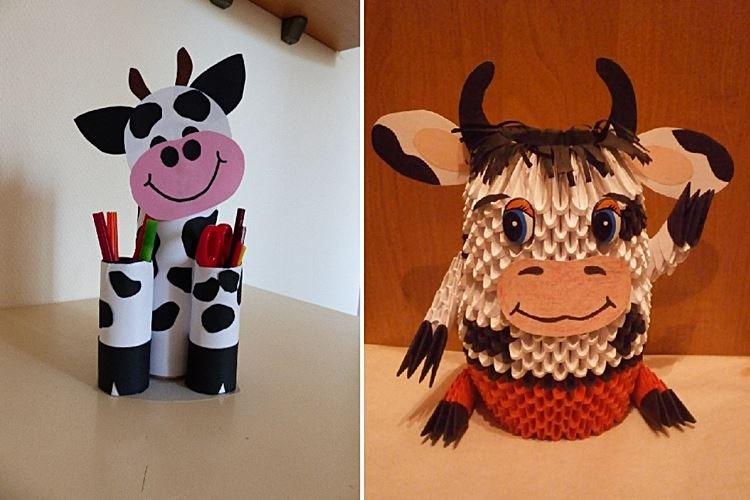 Бычок из бумаги на Новый год 2021 - фото и идеи