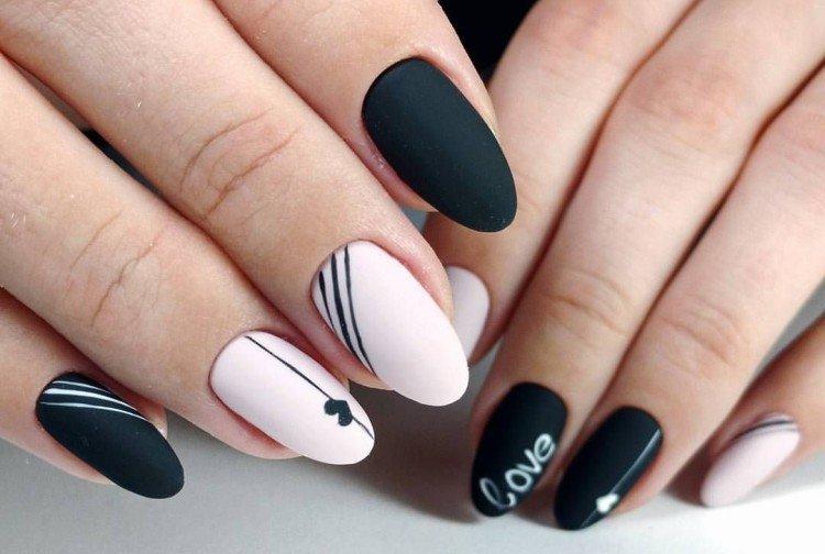 Матовое покрытие - Черно-белый маникюр