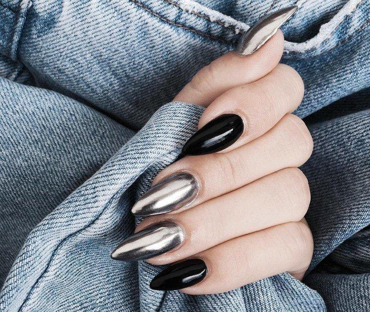 Втирка - Черно-белый маникюр