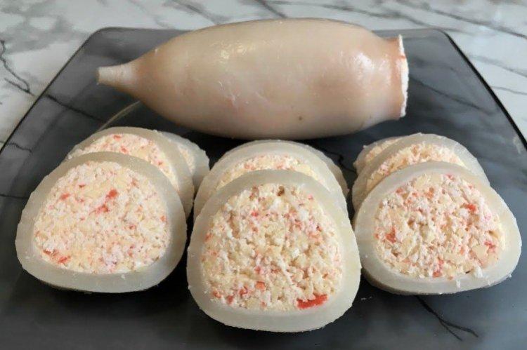 Кальмары фаршированные крабовыми палочками - Что приготовить из кальмаров рецепты