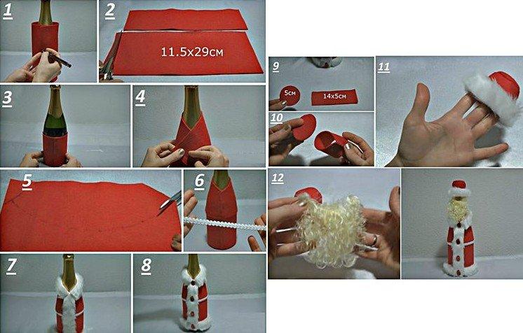 Дед Мороз из бутылки шампанского своими руками