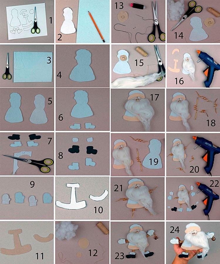 Дед Мороз из фетра с бородой своими руками