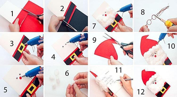 Открытка в виде Деда Мороза своими руками