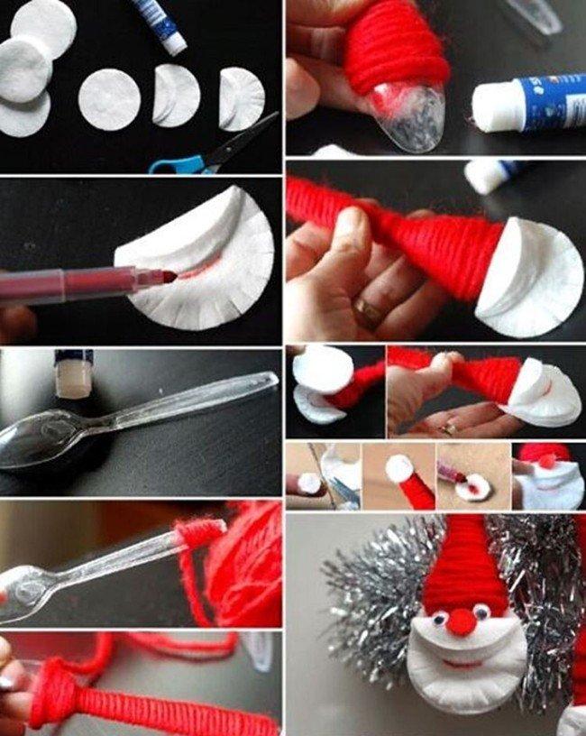 Дед Мороз из ватных дисков своими руками в детский сад и школу