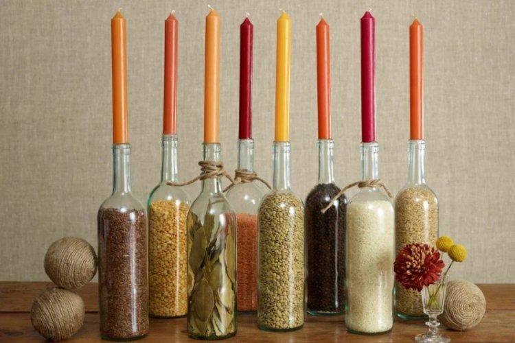 Подсвечник из бутылки - Декор бутылок своими руками
