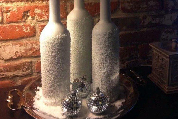 Фактурный декор бутылок своими руками