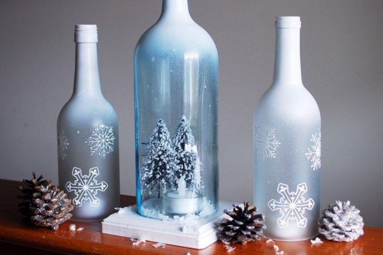 Новогодний шар в бутылке - Декор бутылок своими руками