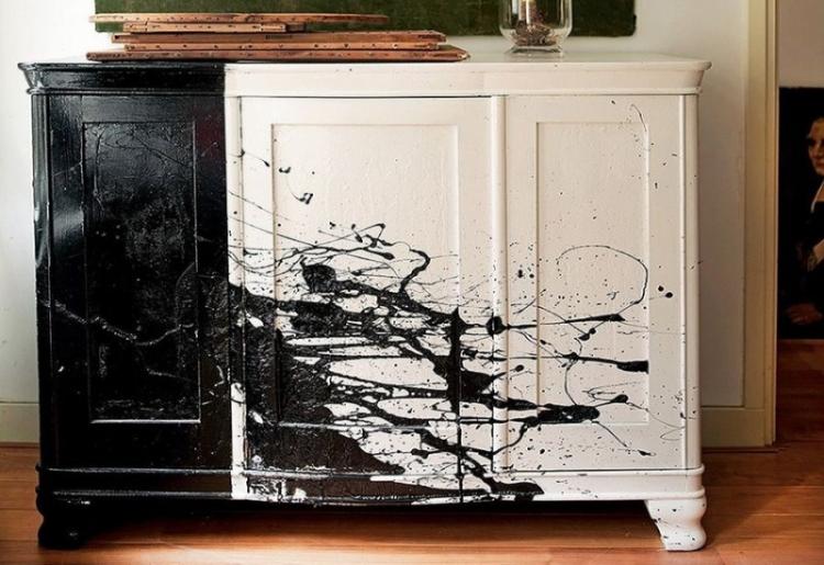 Разбрызгивание - Декор старого шкафа своими руками