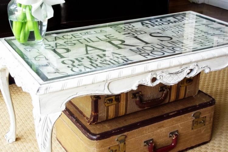 Декор под стеклом - Декор старого стола своими руками