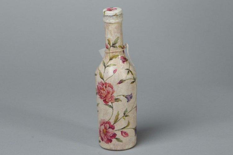 Прямой декупаж бутылки - фото и идеи