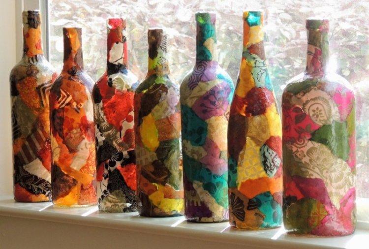 Декупаж бутылки в технике декопатч - фото и идеи
