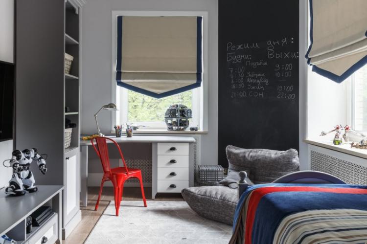 Серая детская комната для мальчика - Дизайн интерьера
