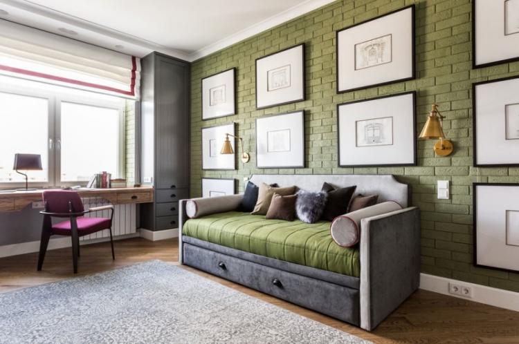 Зеленая детская комната для мальчика - Дизайн интерьера