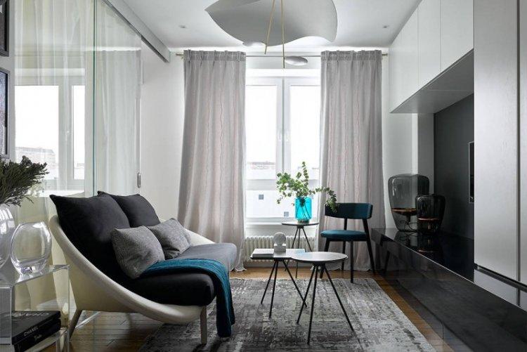 Серая гостиная 15 кв.м. - Дизайн интерьера