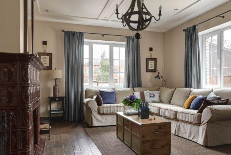 Бежевая гостиная 15 кв.м. - Дизайн интерьера