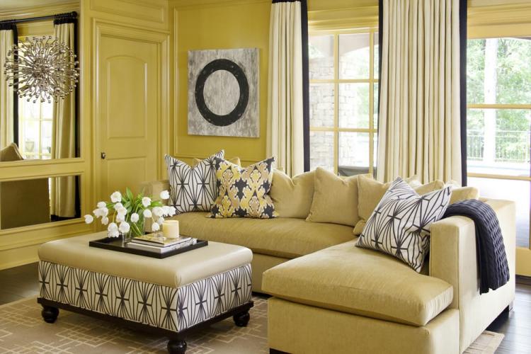 Желтая гостиная 16 кв.м. - Дизайн интерьера
