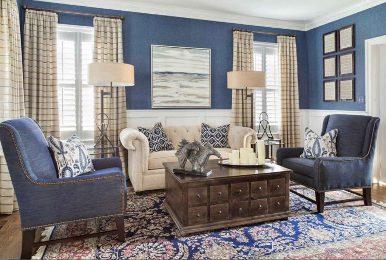 Синяя гостиная 16 кв.м. - Дизайн интерьера