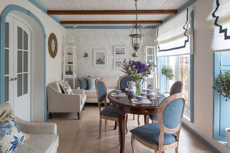 Гостиная 17 кв.м. в средиземноморском стиле - Дизайн интерьера