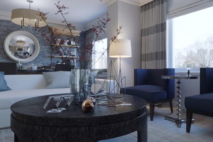 Синяя гостиная 18 кв.м. - Дизайн интерьера