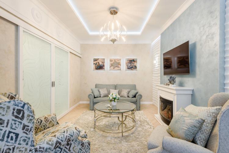 Дизайн гостиной в морском стиле