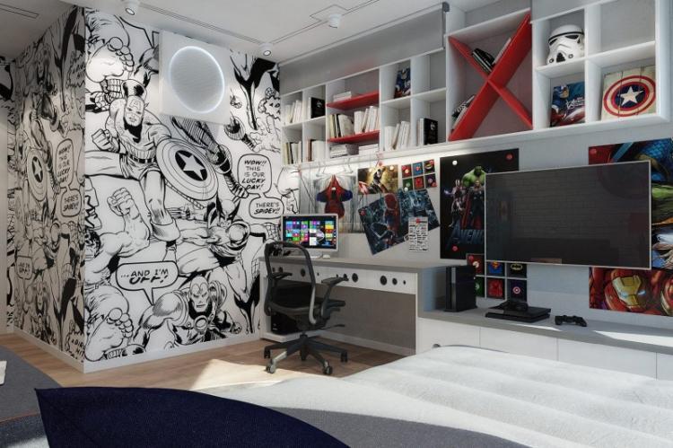 Комната для мальчика-подростка - дизайн интерьера фото