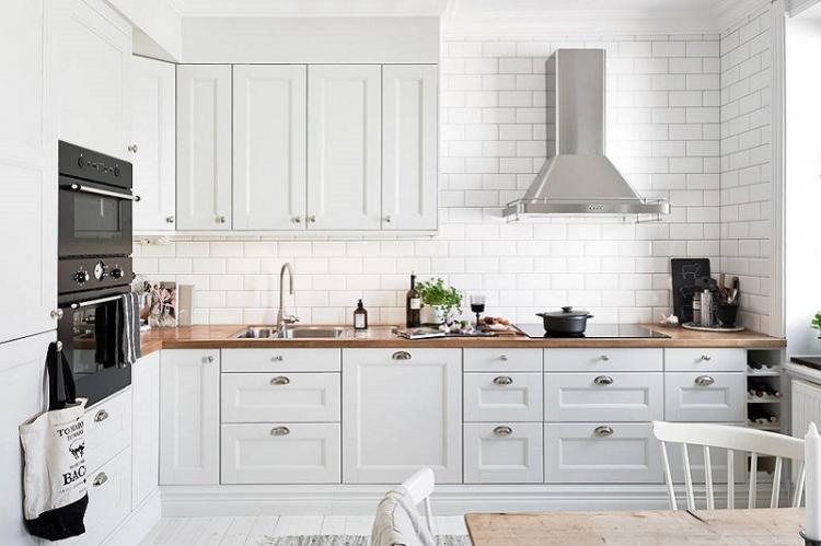 Белая кухня 3 на 4 - Дизайн интерьера