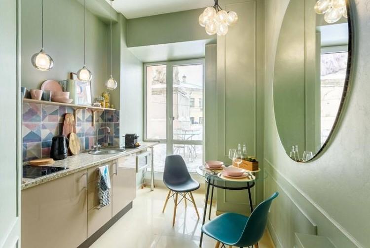 Зеленая кухня 3 на 4 - Дизайн интерьера