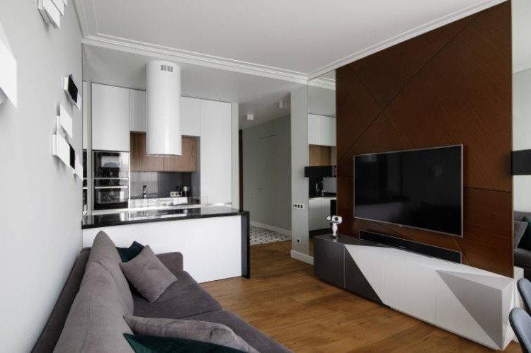 Кухня-гостиная 20 кв.м. в современном стиле - Дизайн интерьера