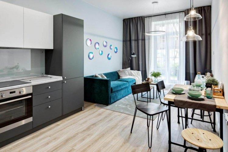 Отделка стен - Дизайн кухни-гостиной 20 кв.м.