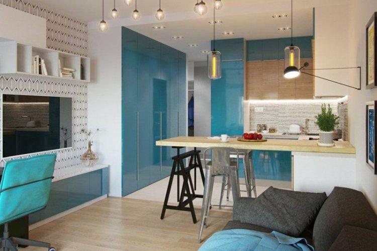 Кухня-гостиная 20 кв.м. - Дизайн интерьера фото