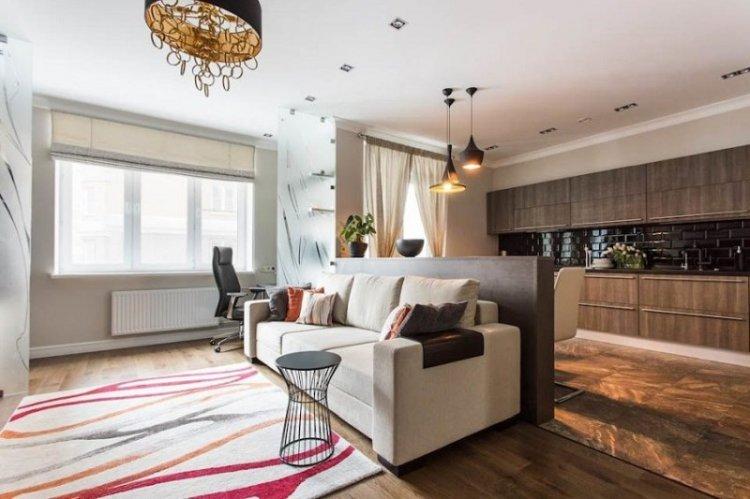 Кухня-гостиная 20 кв.м. - Дизайн интерьера фото