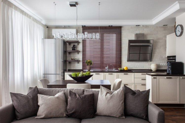 Кухня-гостиная 20 кв.м. - Дизайн интерьера фото