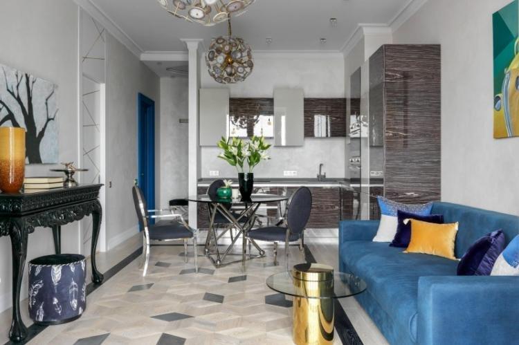 Кухня-гостиная 20 кв.м. - Дизайн интерьера фото