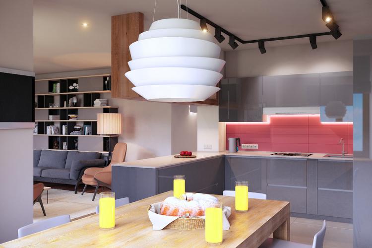 Дизайн кухни-гостиной «Тетрис»