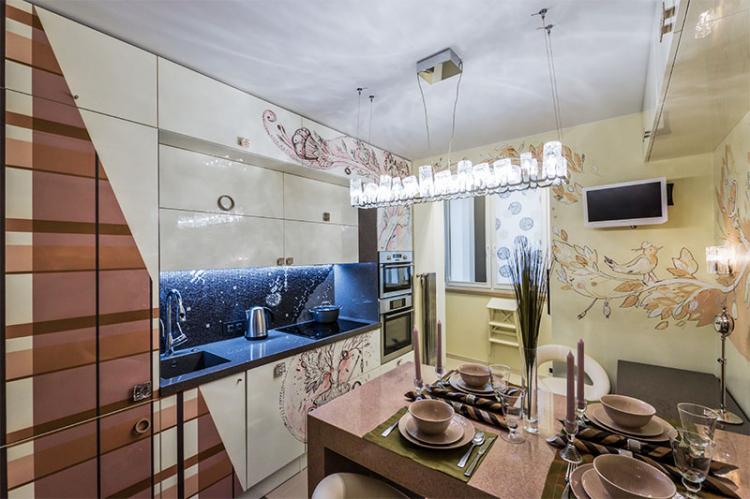 Кухня, совмещенная с балконом - дизайн интерьера фото