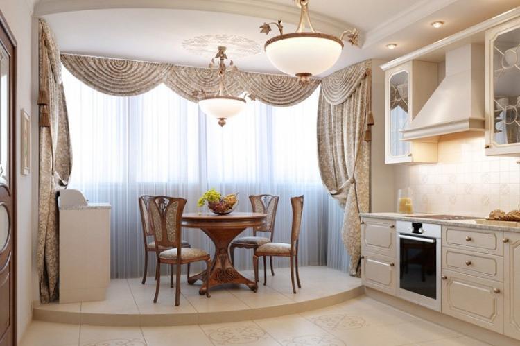 Кухня, совмещенная с балконом - дизайн интерьера фото