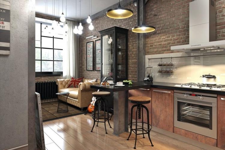 Дизайн кухни в стиле лофт - фото реальных интерьеров
