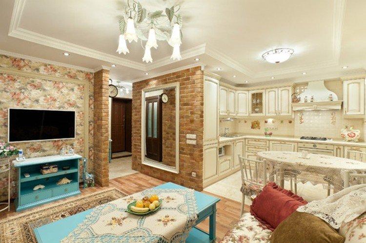 Нетипичный прованс в открытой планировке - Дизайн квартиры в стиле прованс