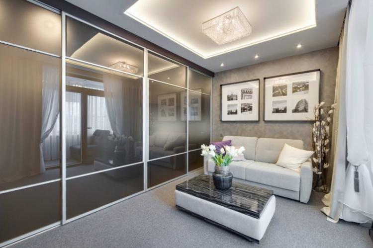 Оригинальное оформление потолка - Дизайн маленькой гостиной